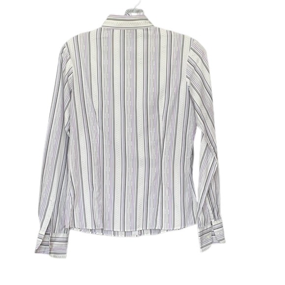 PINK Thomas Pink White, Purple & Gray Striped Cotton Blouse Size 6 US - Picture 4 of 7